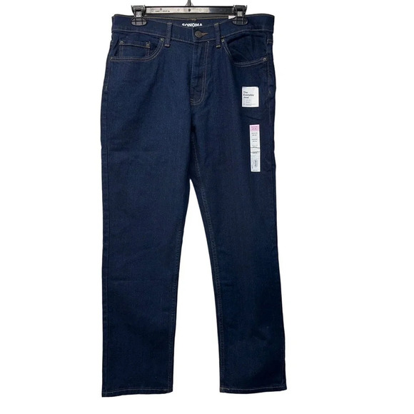Sonoma Mens 32X30 Dark Wash Regular Every Day Pants NEW - Picture 1 of 14
